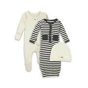 L'ovedbaby Baby Boy or Girl Unisex 100% Organic Cotton 3pc Gown, Sleep N Play \u0026 Hat Set, Size 0-3 Months
